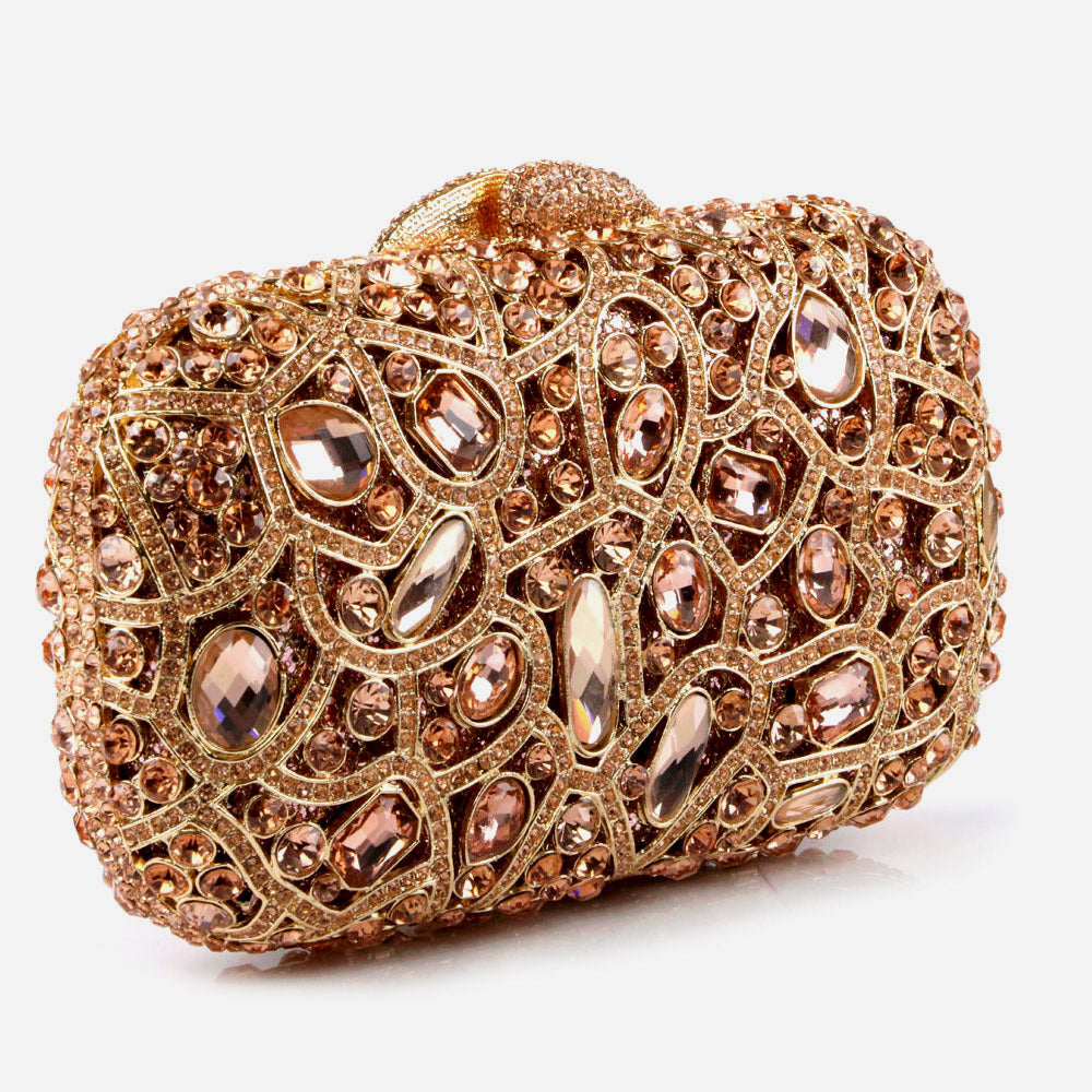 Shalimar Womens Ladies Hard Case Crystals Decorated Wedding Party Prom Evening Clutch Bridal Handbag Party Purse
