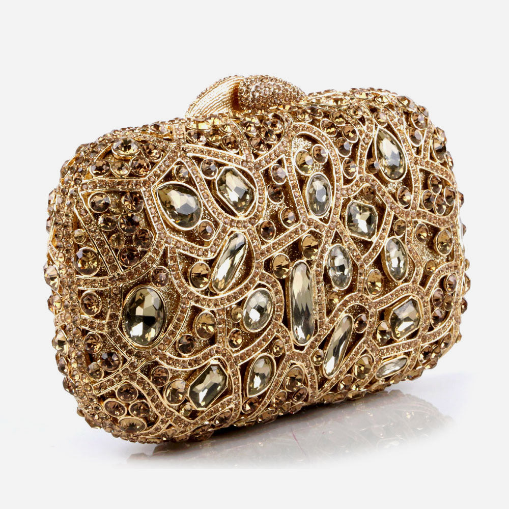 Shalimar Womens Ladies Hard Case Crystals Decorated Wedding Party Prom Evening Clutch Bridal Handbag Party Purse