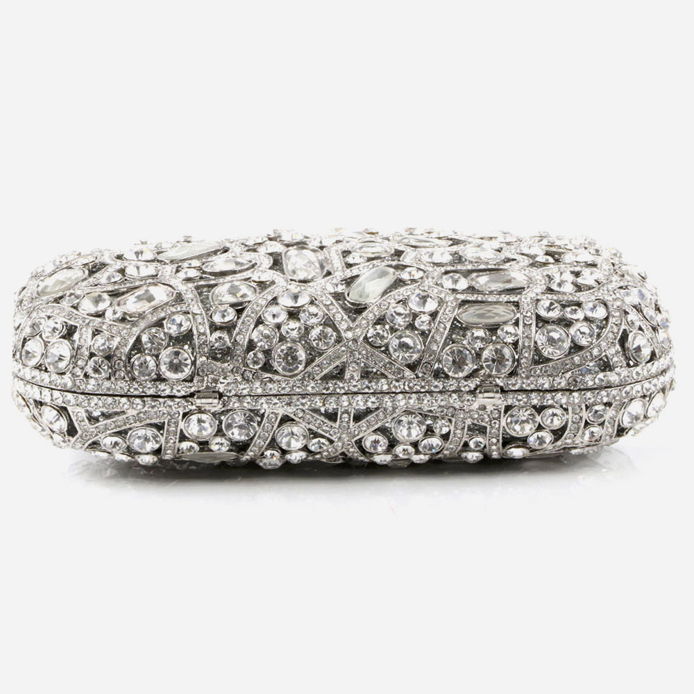 Shalimar Womens Ladies Hard Case Crystals Decorated Wedding Party Prom Evening Clutch Bridal Handbag Party Purse