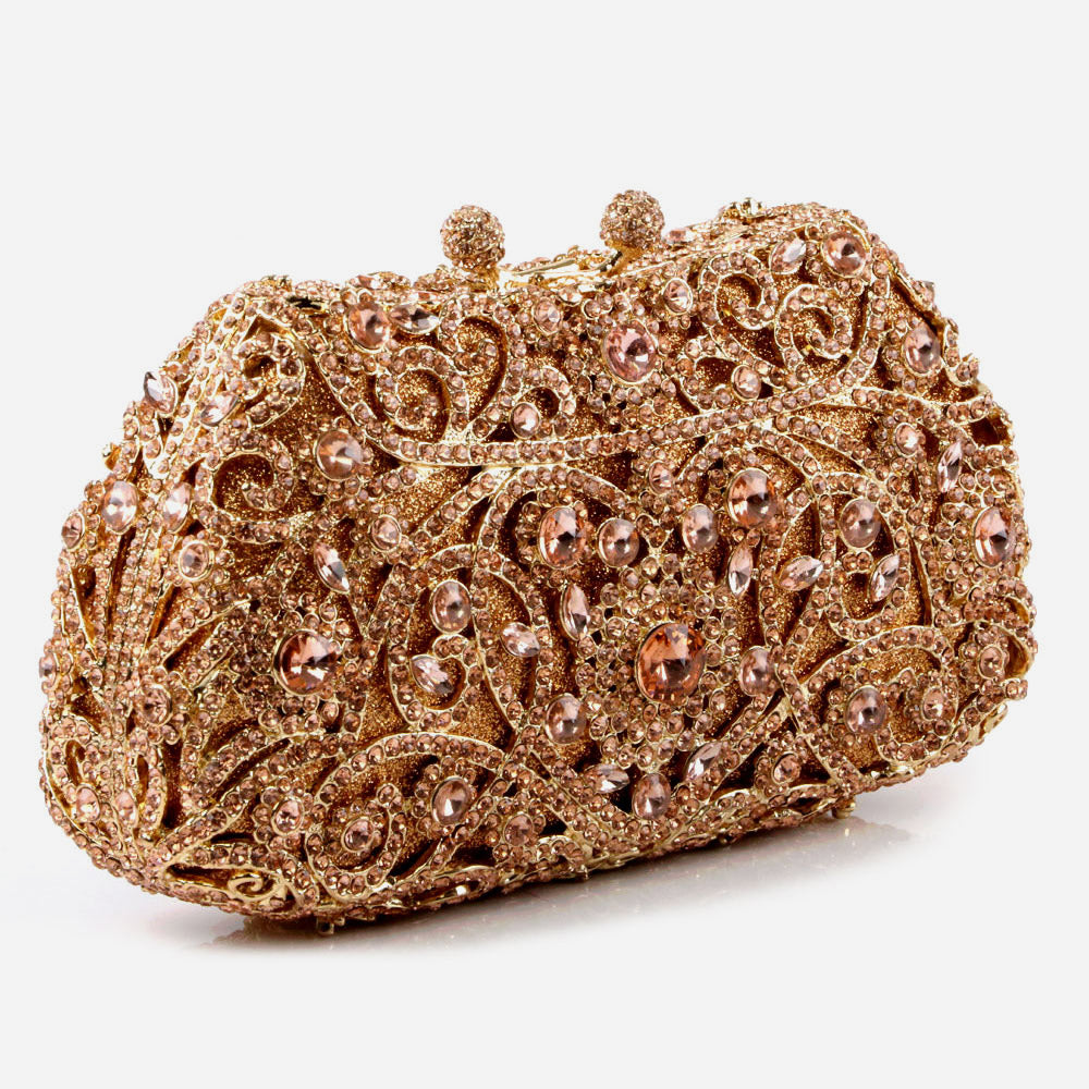 Shalimar Womens Ladies Delicated Shimmery Crystals Wedding Party Prom Evening Clutch Bridal Handbag Party Purse