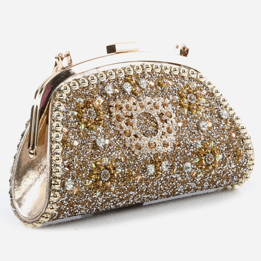 Ladies Bridal Bags Handmade Embellished Diamante Encrusted Metal Framing with Metallic Handle Best Gift for Her