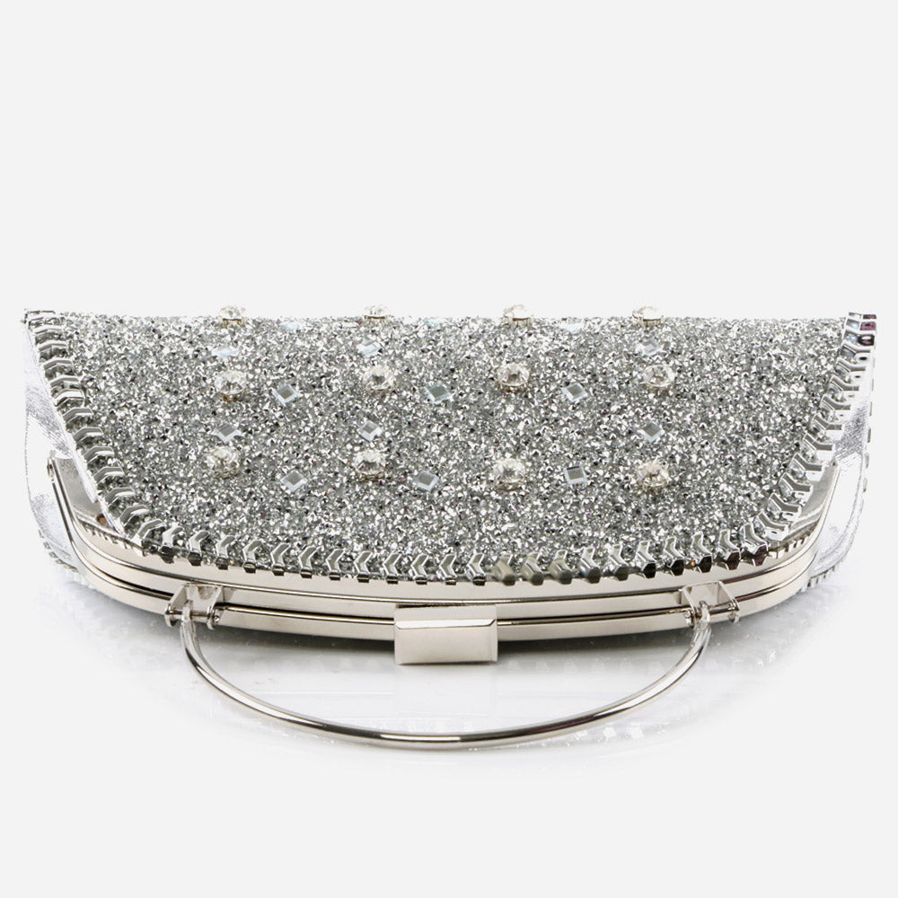 Ladies Bridal Bags Handmade Embellished Diamante Encrusted Metal Framing with Metallic Handle Best Gift for Her