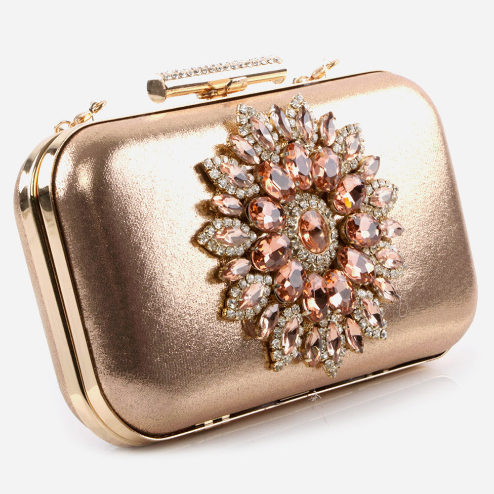 Ladies Wedding Handbags Handmade Crystal Adorned Broach Metal Framing Birthday Gift for Her