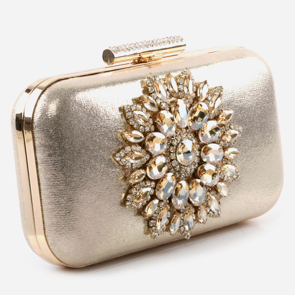 Ladies Wedding Handbags Handmade Crystal Adorned Broach Metal Framing Birthday Gift for Her