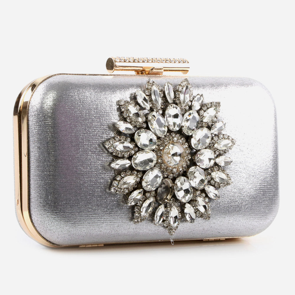 Ladies Wedding Handbags Handmade Crystal Adorned Broach Metal Framing Birthday Gift for Her