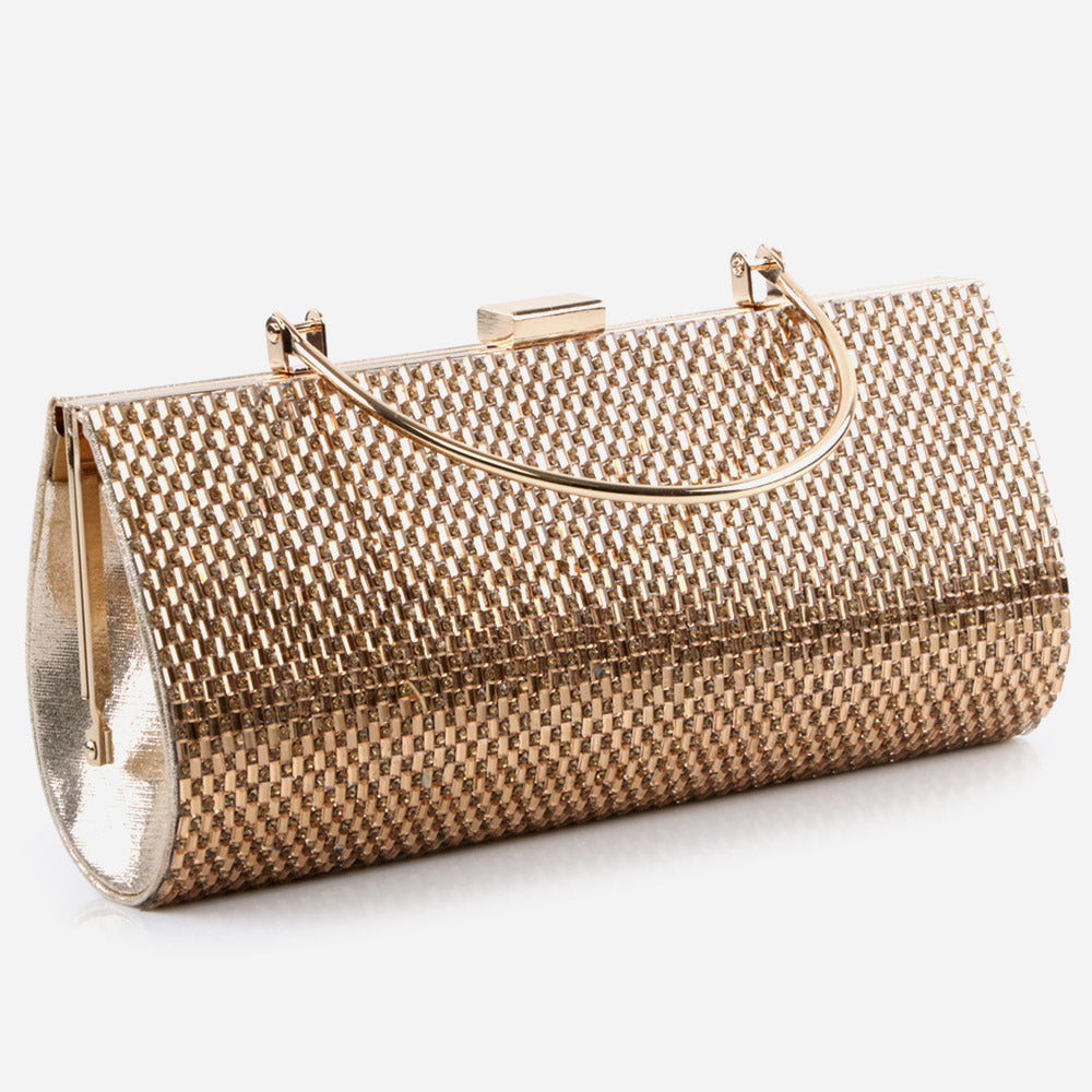 Ladies Evening Party Handbags Shimmery Detailing Metal Handle Carry Bag Birthday Gift for Her