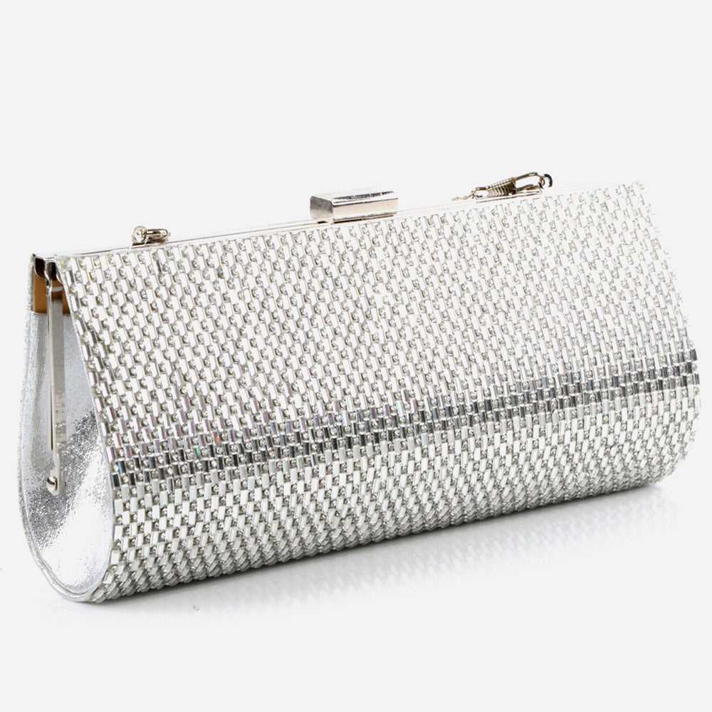 Ladies Evening Party Handbags Shimmery Detailing Metal Handle Carry Bag Birthday Gift for Her