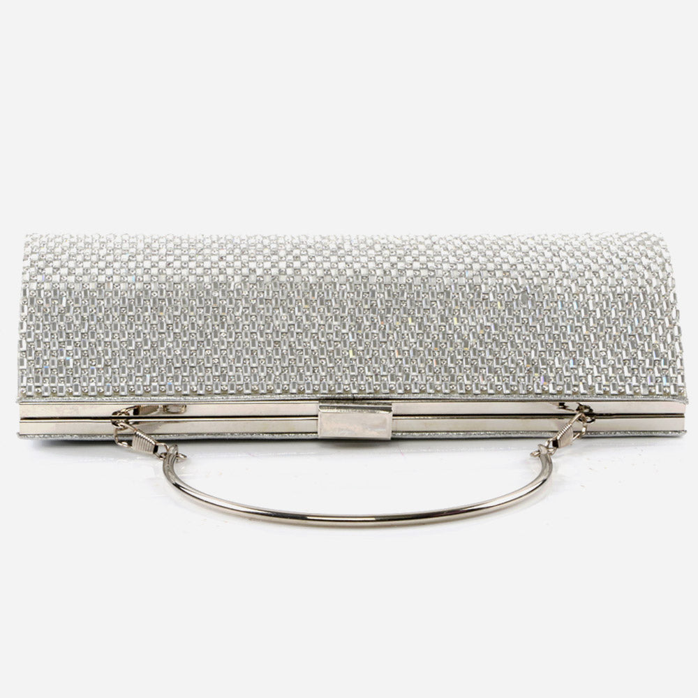 Ladies Evening Party Handbags Shimmery Detailing Metal Handle Carry Bag Birthday Gift for Her