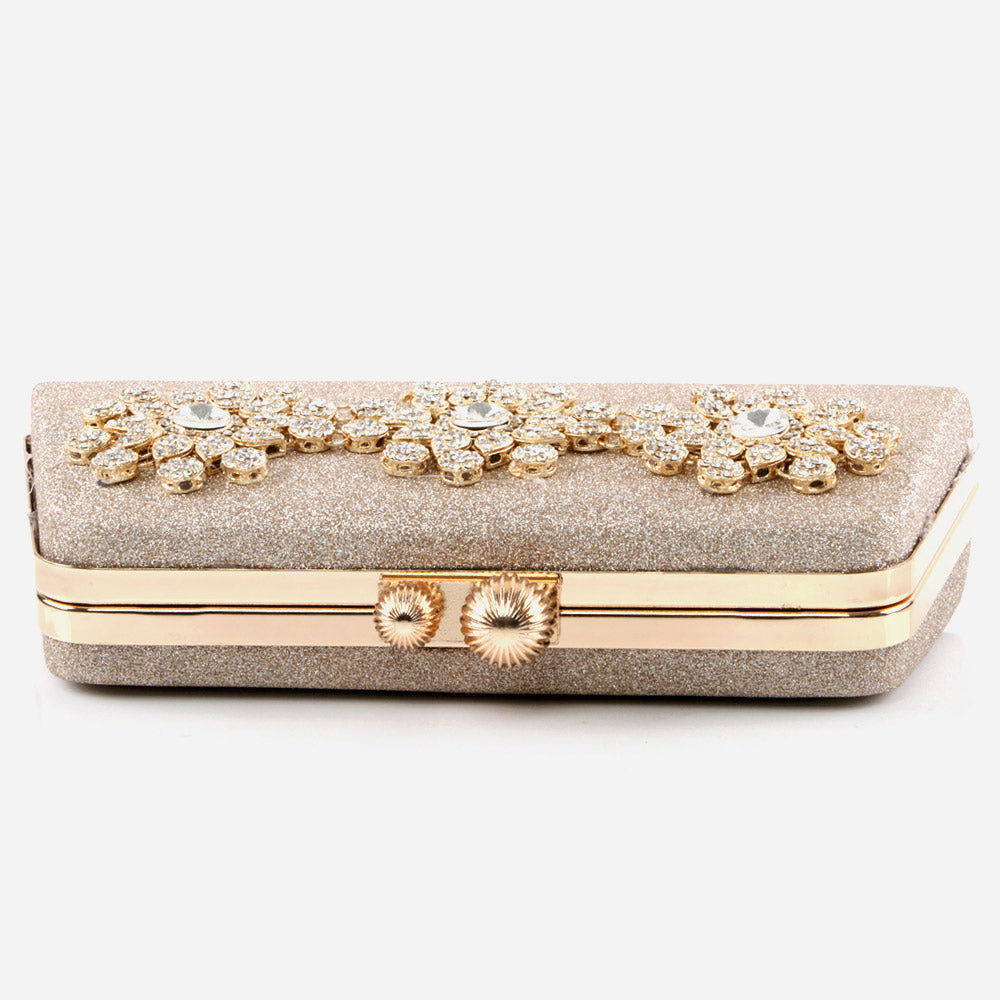 Ladies Evening Party Handbags Broach Detailing Metal Framing Push Lock Bag Birthday Gift for Her