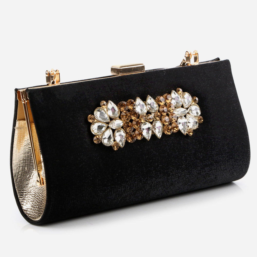 Ladies Evening Wedding Handbag Broach Detailing Metal Framing Push Lock Bag Birthday Gift for Her