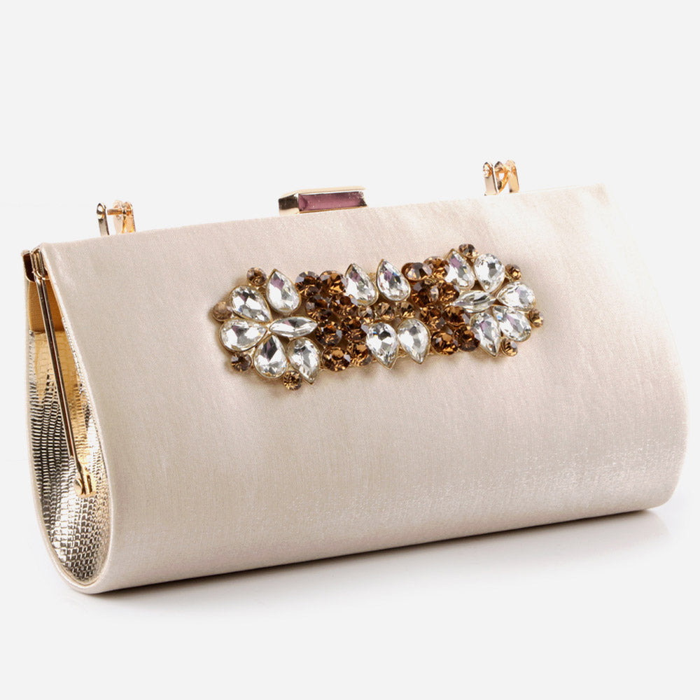 Ladies Evening Wedding Handbag Broach Detailing Metal Framing Push Lock Bag Birthday Gift for Her