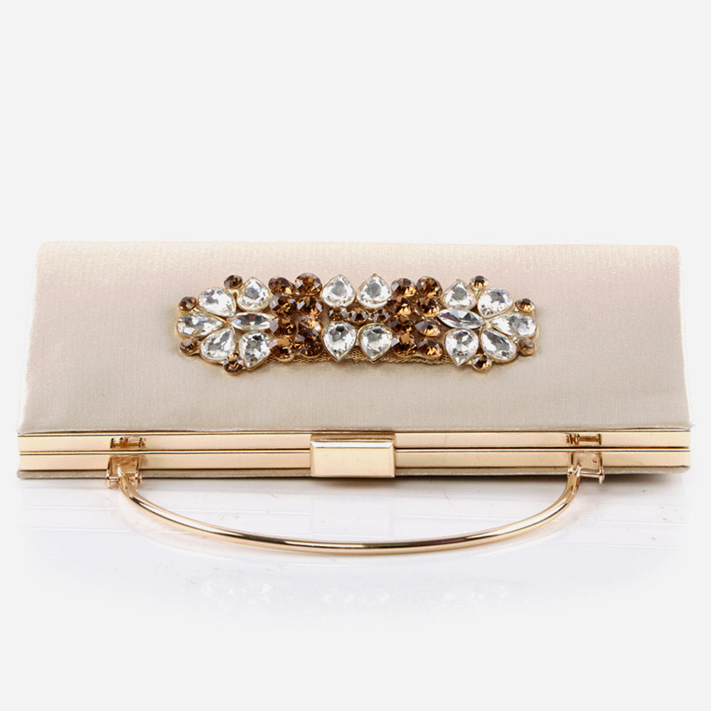 Ladies Evening Wedding Handbag Broach Detailing Metal Framing Push Lock Bag Birthday Gift for Her