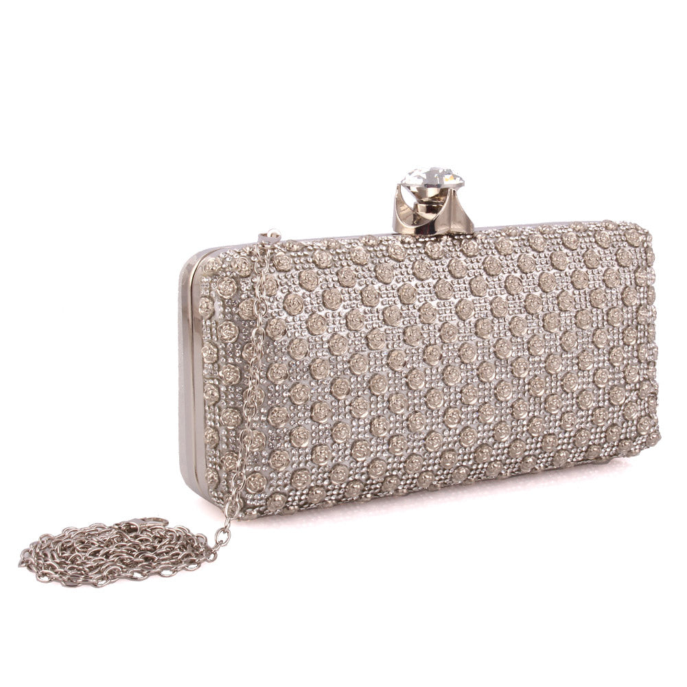Women ‘Rango’ Crystals Decorated Bridal Clutch Bag