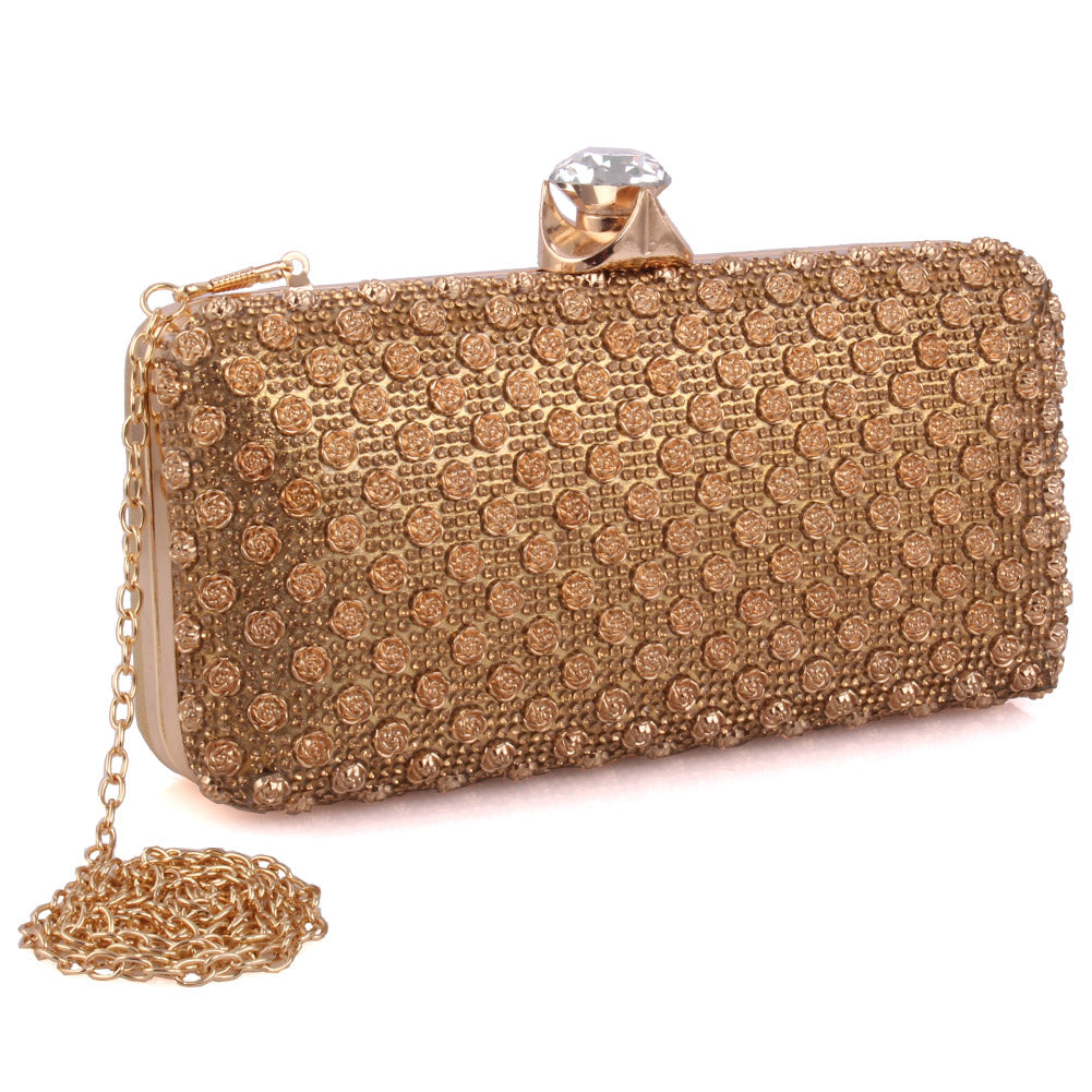 Women ‘Rango’ Crystals Decorated Bridal Clutch Bag