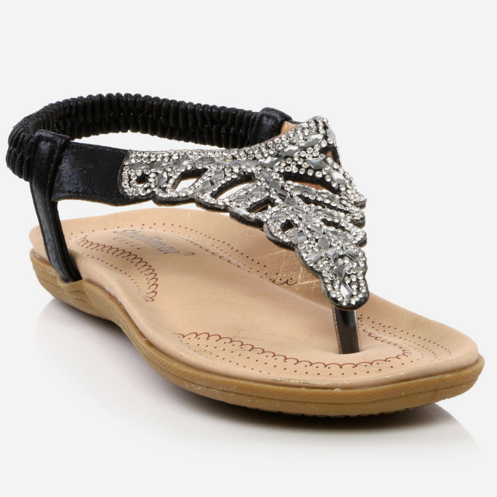 Girls Kids Shimmery Crystals Evening Open Toe Thong Comfy Prom Party Bridesmaid Flats Children Wedding Sandals Shoes Size