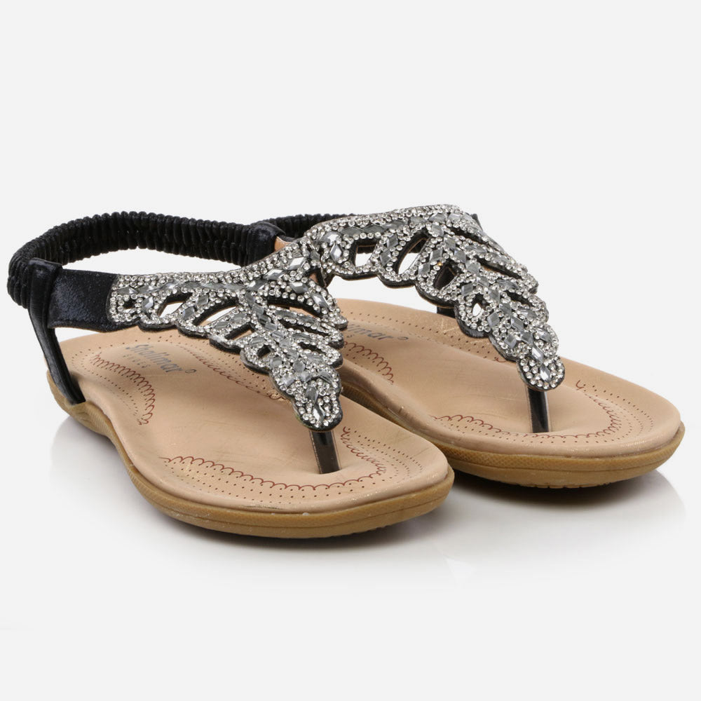 Girls Kids Shimmery Crystals Evening Open Toe Thong Comfy Prom Party Bridesmaid Flats Children Wedding Sandals Shoes Size