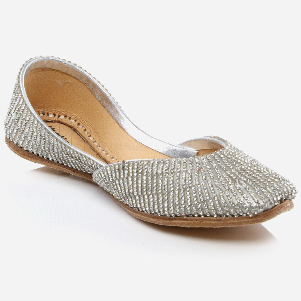 Kids Girls Fancy Stones Adorned Evening Wear Indian Handmade Shoes Leather Khussa Mojari Children Flat Slip-ons Sizes 11 UK – 5 UK