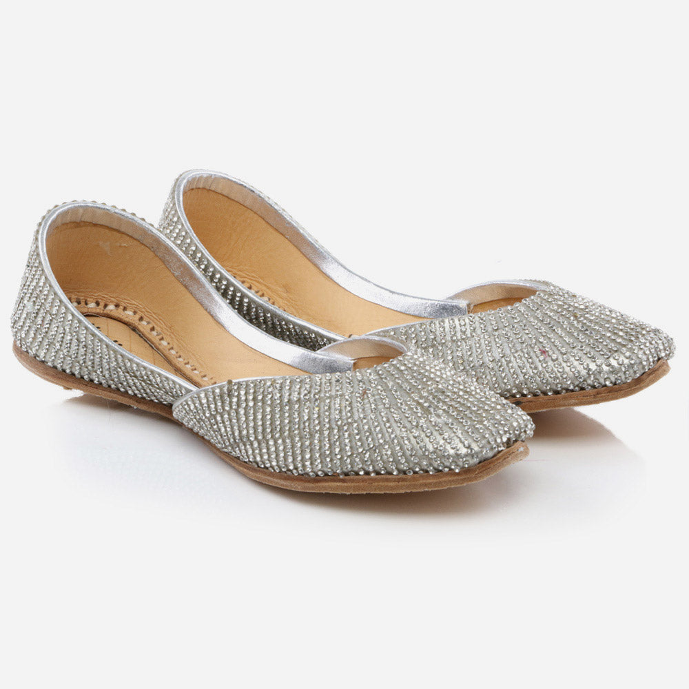 Kids Girls Fancy Stones Adorned Evening Wear Indian Handmade Shoes Leather Khussa Mojari Children Flat Slip-ons Sizes 11 UK – 5 UK