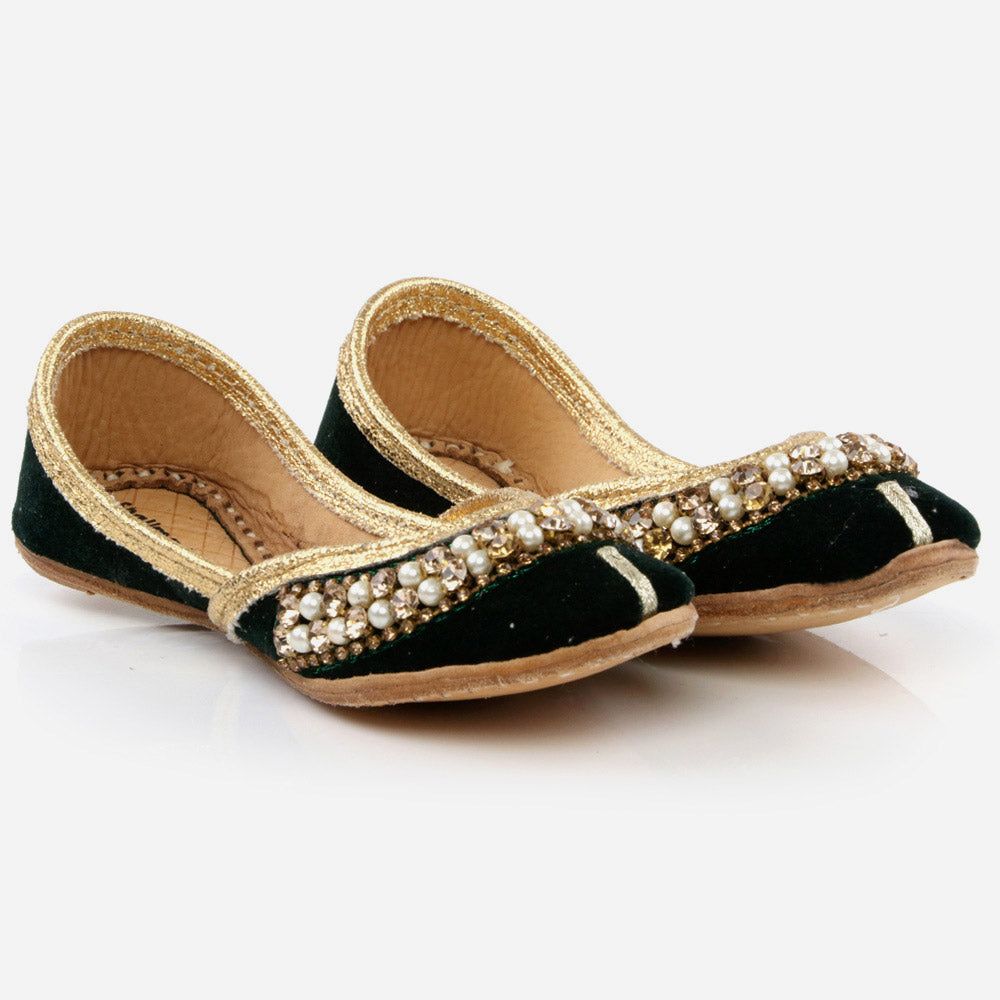Shalimar Baby Infants Crystals Diamantes Traditional Indian Handmade Leather Khussa Jutti Mojari Children Pumps Shoes Size 1-13 UK Child