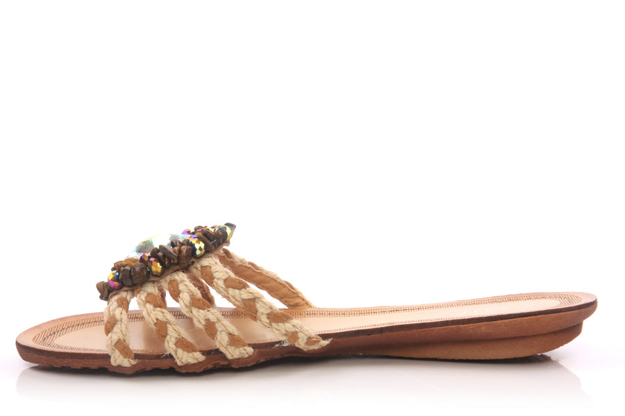 Floral Jeweled Thong S;ipper