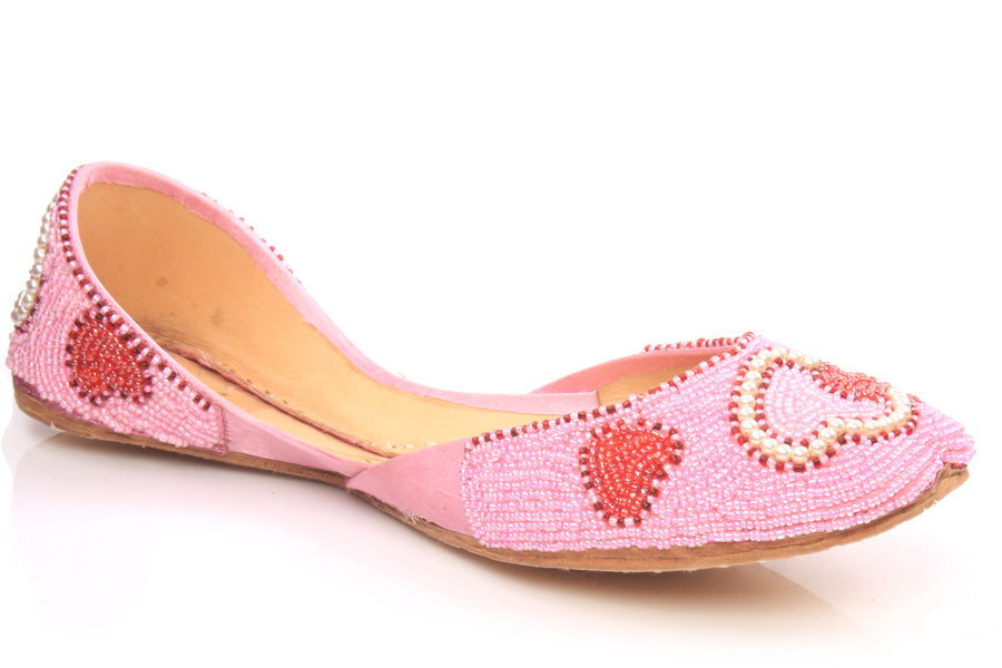 Womens heart Shapped Leather Khussa Pumps