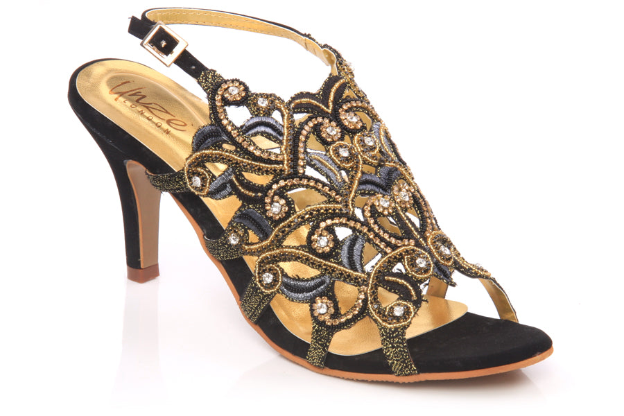 Diamante Leaf Cut-Out Designed Bridal Sandal