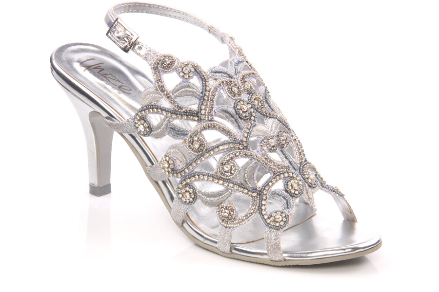 Diamante Leaf Cut-Out Designed Bridal Sandal