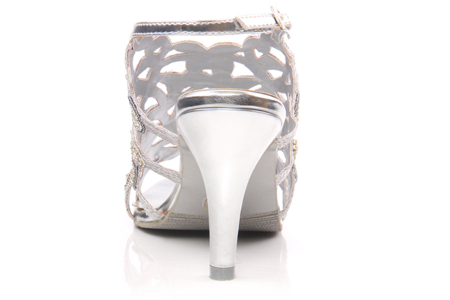 Diamante Leaf Cut-Out Designed Bridal Sandal
