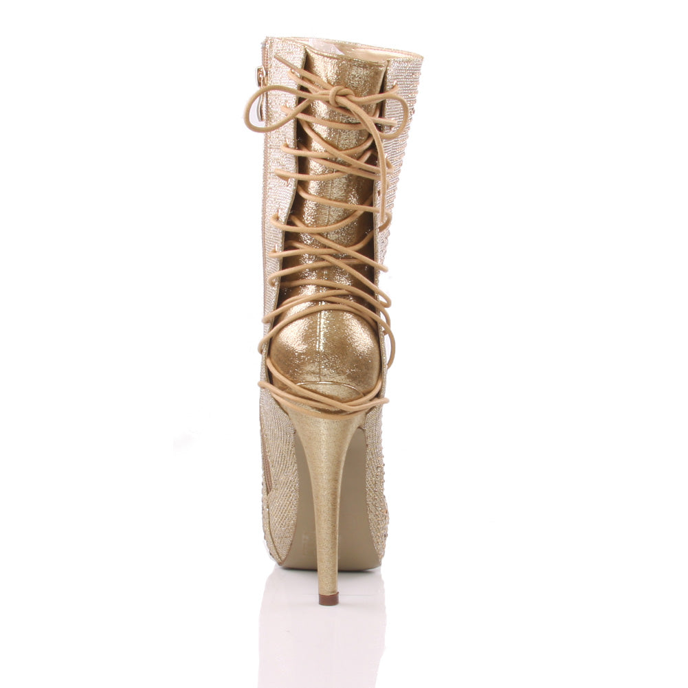 Womens Embellished Mid Calf Party Evening Boots