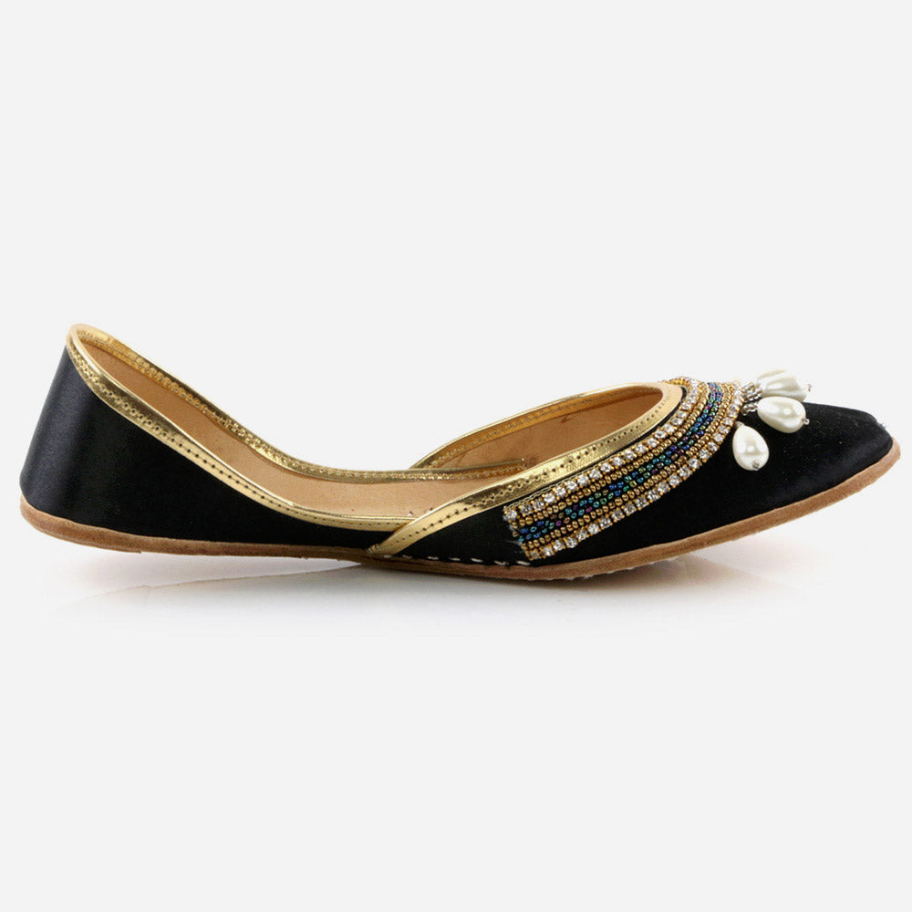 Women Ladies Embellished  Mojaris Traditional Indian Wedding Bridal Slip Ons Evening Party Handmade Leather Khussa Pumps Shoes