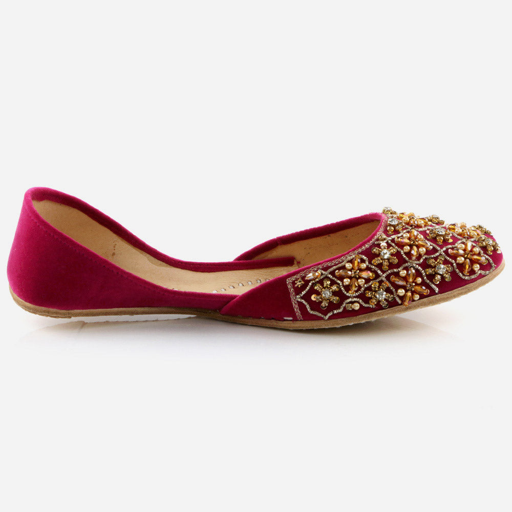 Women Ladies Sequins Detailing Traditional Indian Wedding Bridal Slip Ons Evening Party Handmade Leather Khussa Pumps Shoes